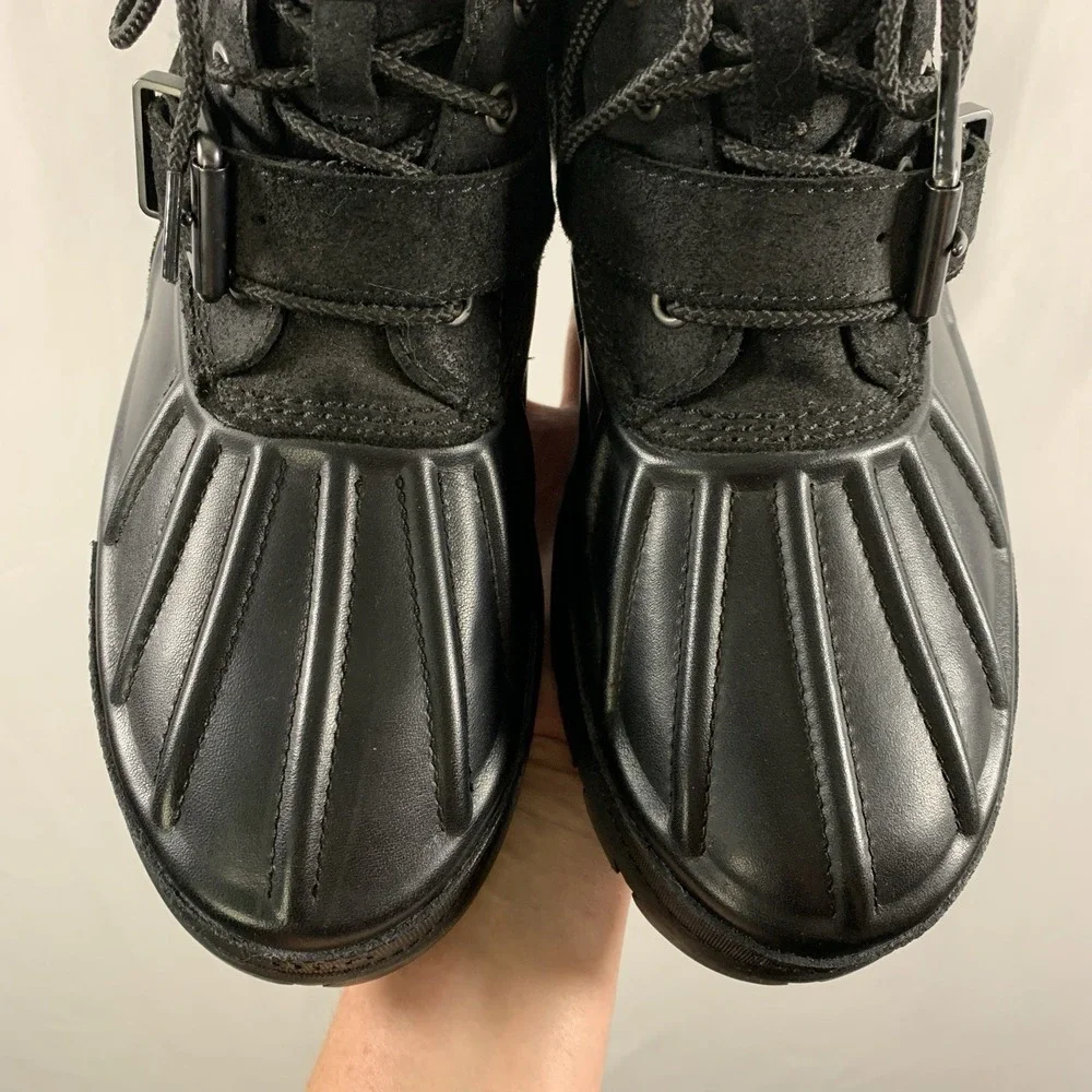 Polo Ralph Lauren Mens Oslo Low Boots Size 8.5 Black Leather Waterproof Duck